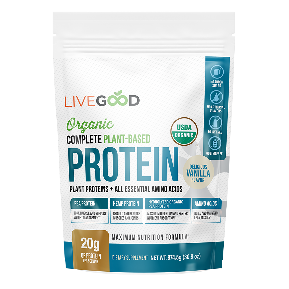 LiveGood Organic Plant...Based Protein... Muscle Recovery and Clean Nutrition for Men